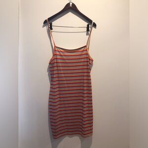 SHEIN Pink and Black Striped Tank Dress